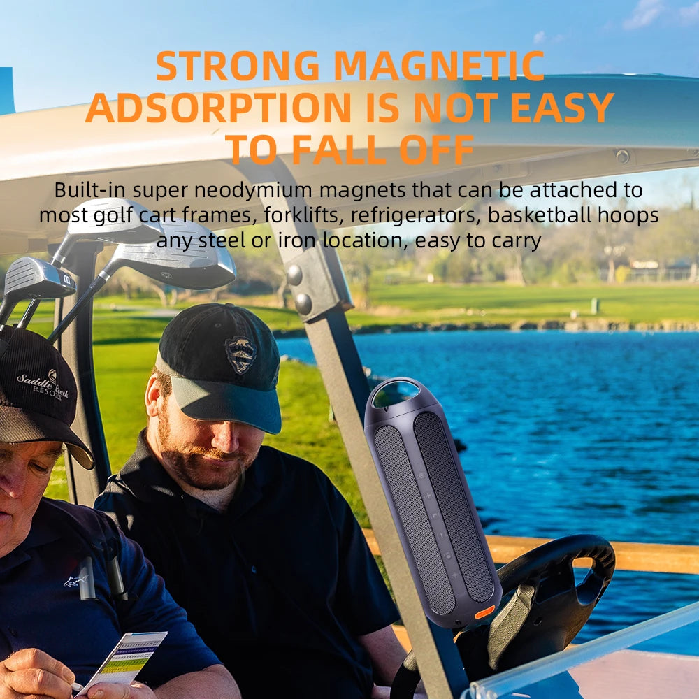 Magnetic Golf Cart Speaker | Solar Bluetooth Speaker with LED Lights